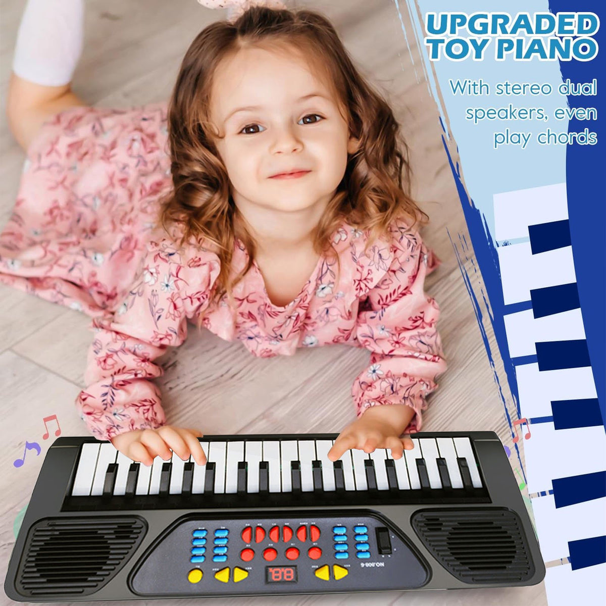 FAMKIT 37 Keys Piano Keyboard for Kids, Kids Digital Music Electronic Keyboard Piano Toy with Microphone, Electric Beginner Keyboard Piano Musical Toys for Girls Boys Christmas Birthday Gifts