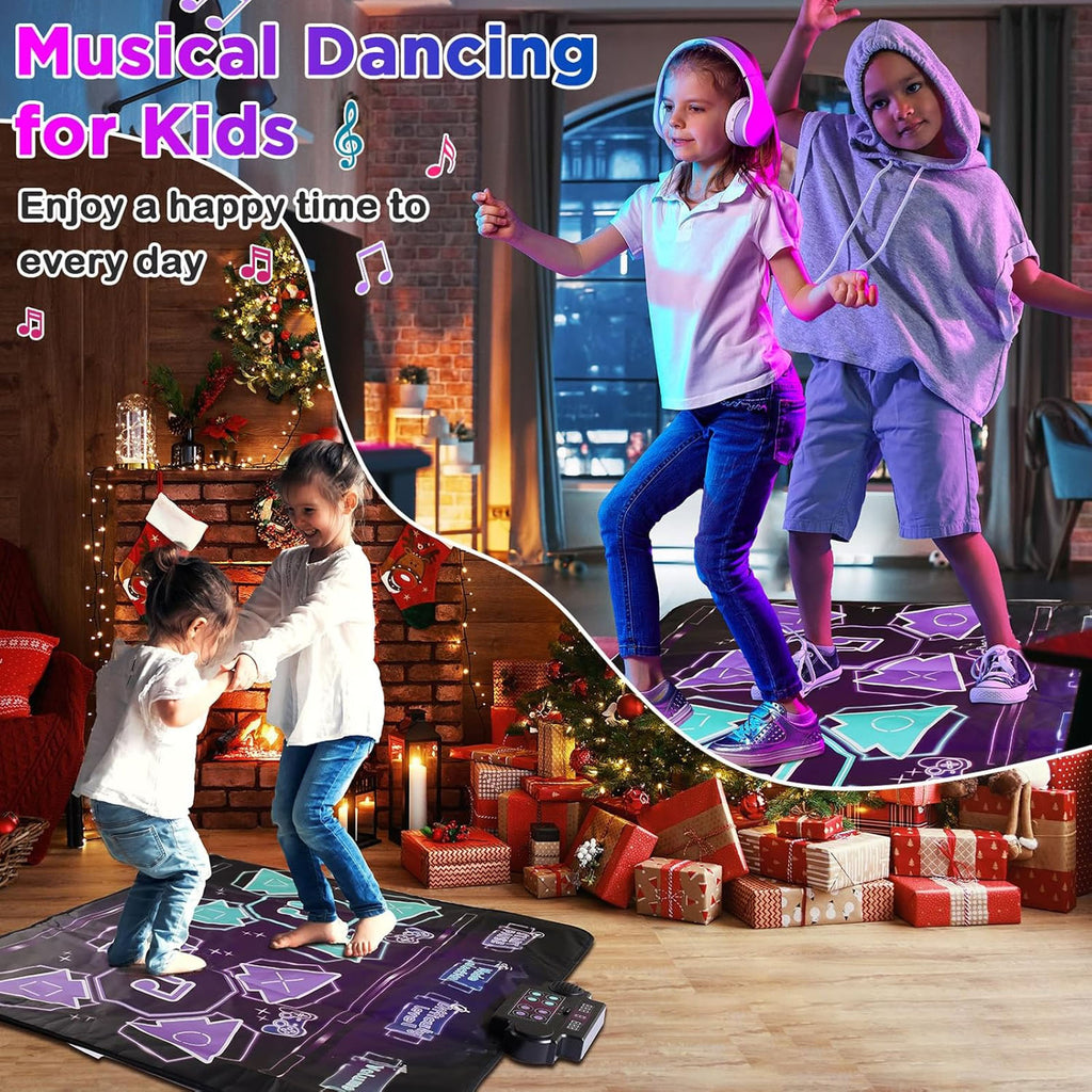 Haokaini Dance Mat, 2-Player Wireless Dancing Challenge Playmat Toy, Electronic Music Dance Pad with Music Light, for Christmas Birthday Gift Boys Girls Kids Adults