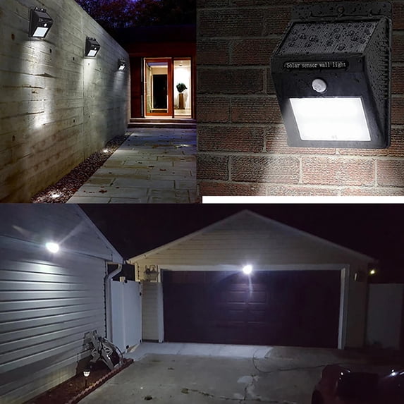 OhhGo 6 Pack 30 LED Solar Motion Sensor Lights, Wireless Outdoor Wall Lights, Waterproof Security Wall Mount Light for Holiday Decors Yard Garden, Black