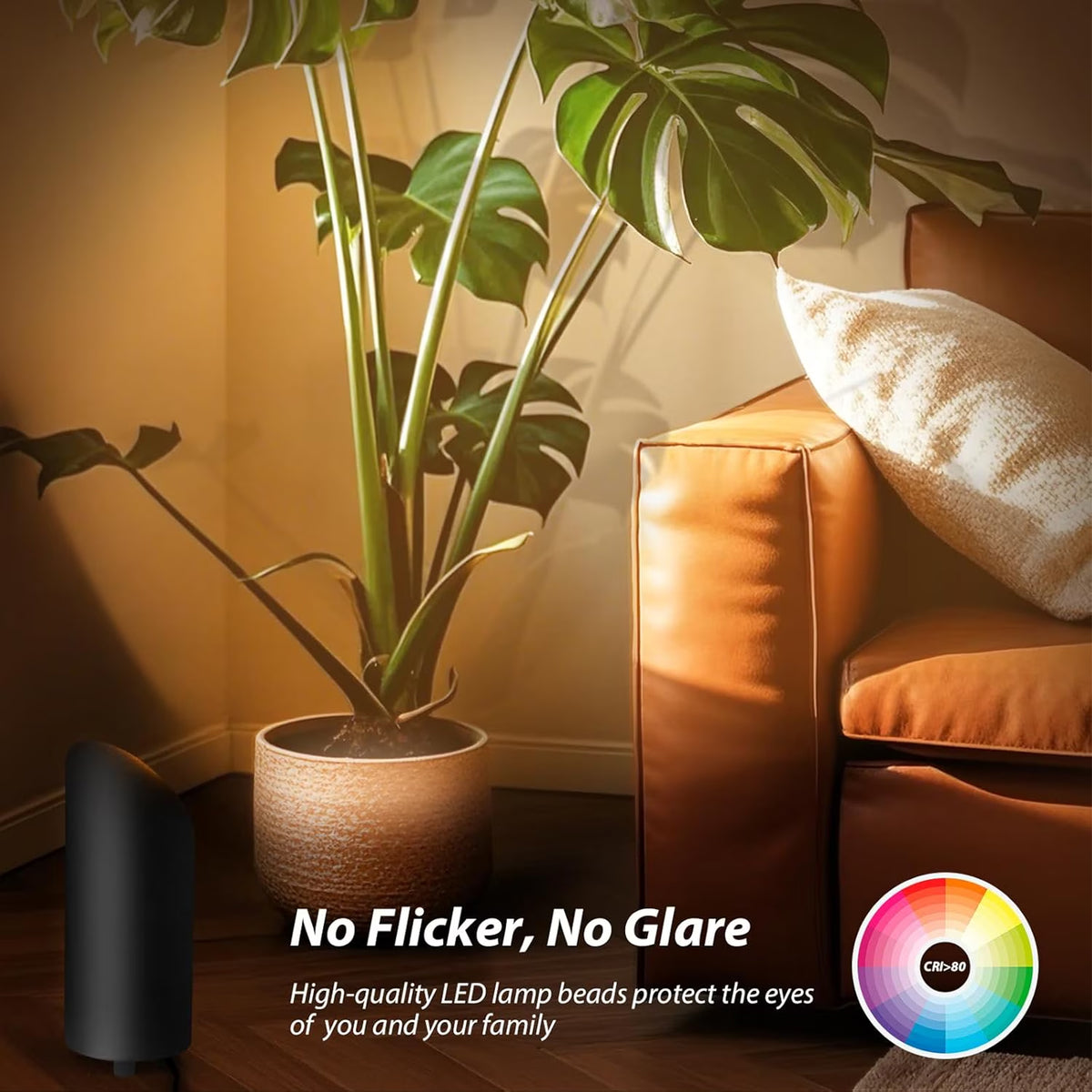 Haokaini 2 Pack Indoor Uplights, LED Spot Lights for Plant & Artwork, Black Floor Can Light Uplighting with Foot Switch, Spotlight Accent Lighting Up Lights Corner Lamp for Home Living Room Picture