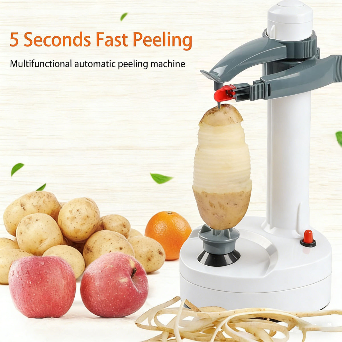 FAMKIT Electric Potato Peeler, Automatic Rotating Apple Peeler Potato Peeling Machine with 10 Replacement Blades, Multifunction Fruit & Vegetable Cutter, Electric Apple Pear Skin Peeling Machine, White