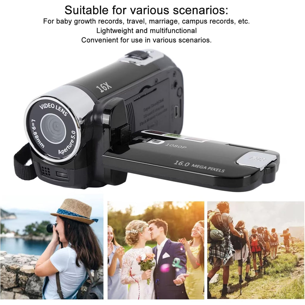 FAMKIT Portable Full HD 1080P High Definition Digital Video Camera, DV Camcorder Camera Recorder with Mic & Speaker, 16MP 2.7 Inch Colourful LCD Display Screen 16X Digital Zoom Digital Camera