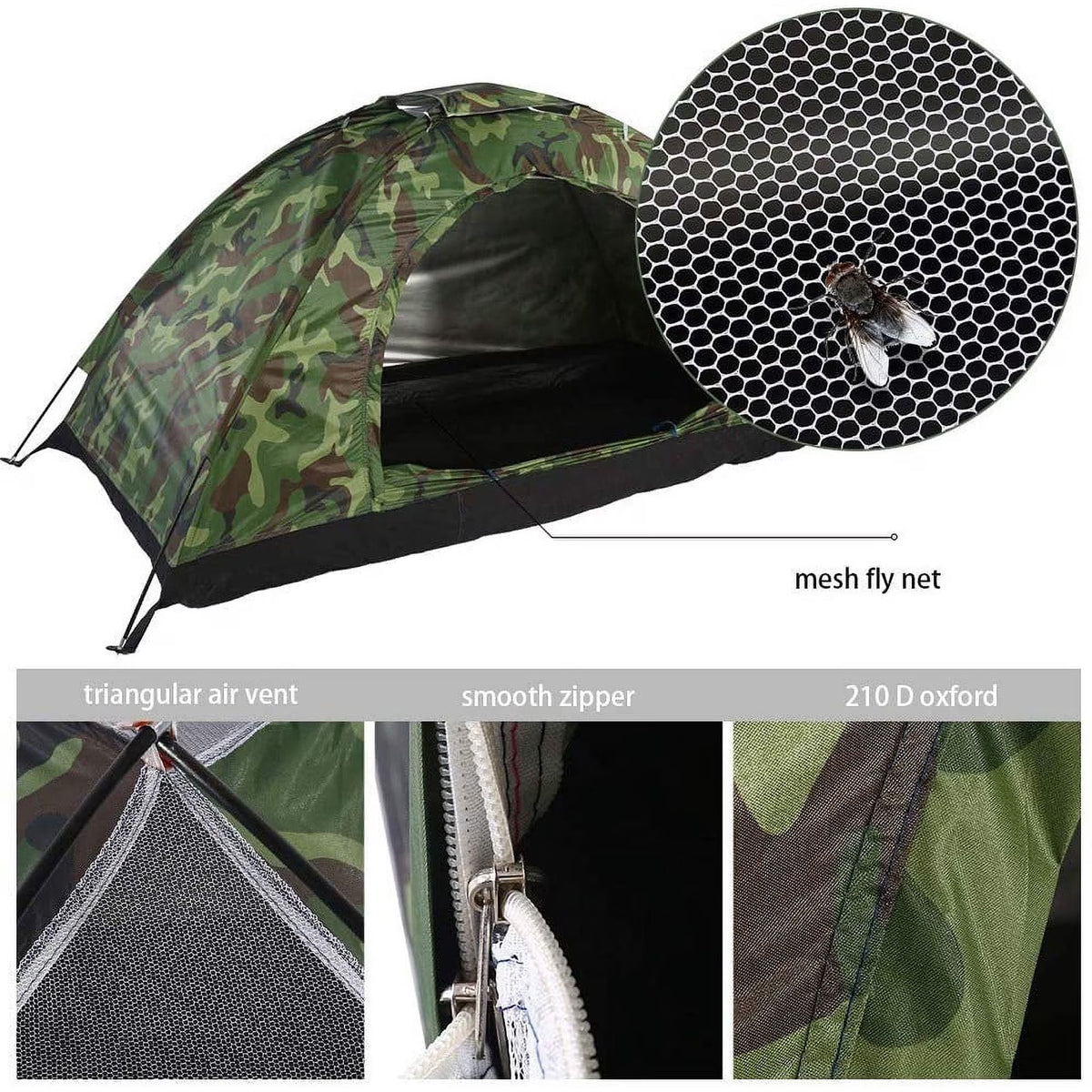 Haokaini Camouflage Tent UV Protection Waterproof One Person Tent for Camping Hiking, Lightweight Backpacking Dome Tents, Camouflage Tent