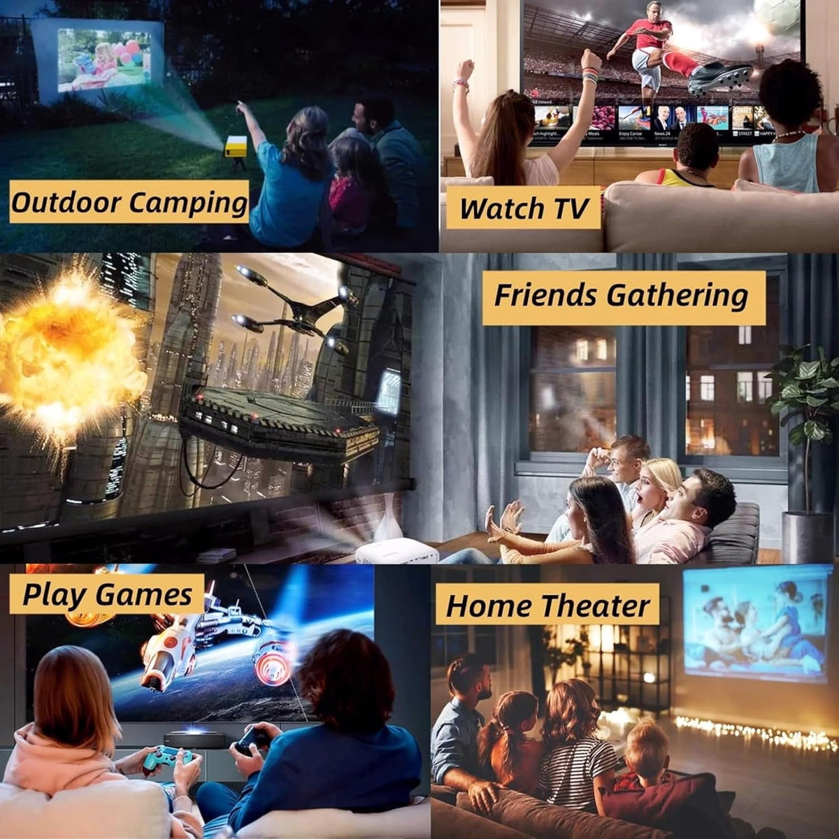 OhhGo Mini Projector 1080P Portable Projector, Small Movie Proyector for Home Theater/Car Cinema, Support Audio/USB/AV/TF for PS4 Laptop TV