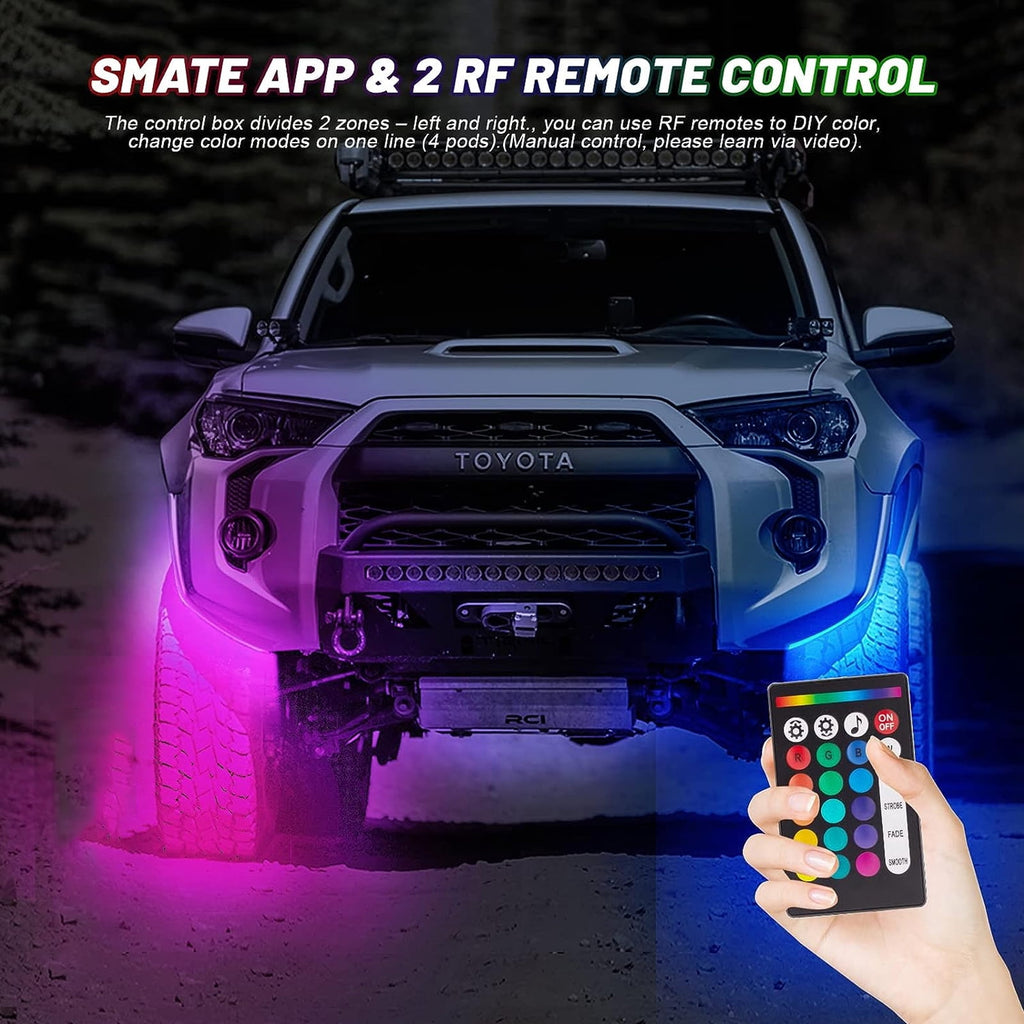 OhhGo 10 Pods RGB LED Rock Lights, TSV RGB LED Neon Lights Kit with APP Control Music Mode 160 LEDs, Waterproof Multilcolor Underglow Lights for Off-Road Trucks Cars ATV SUV RZR