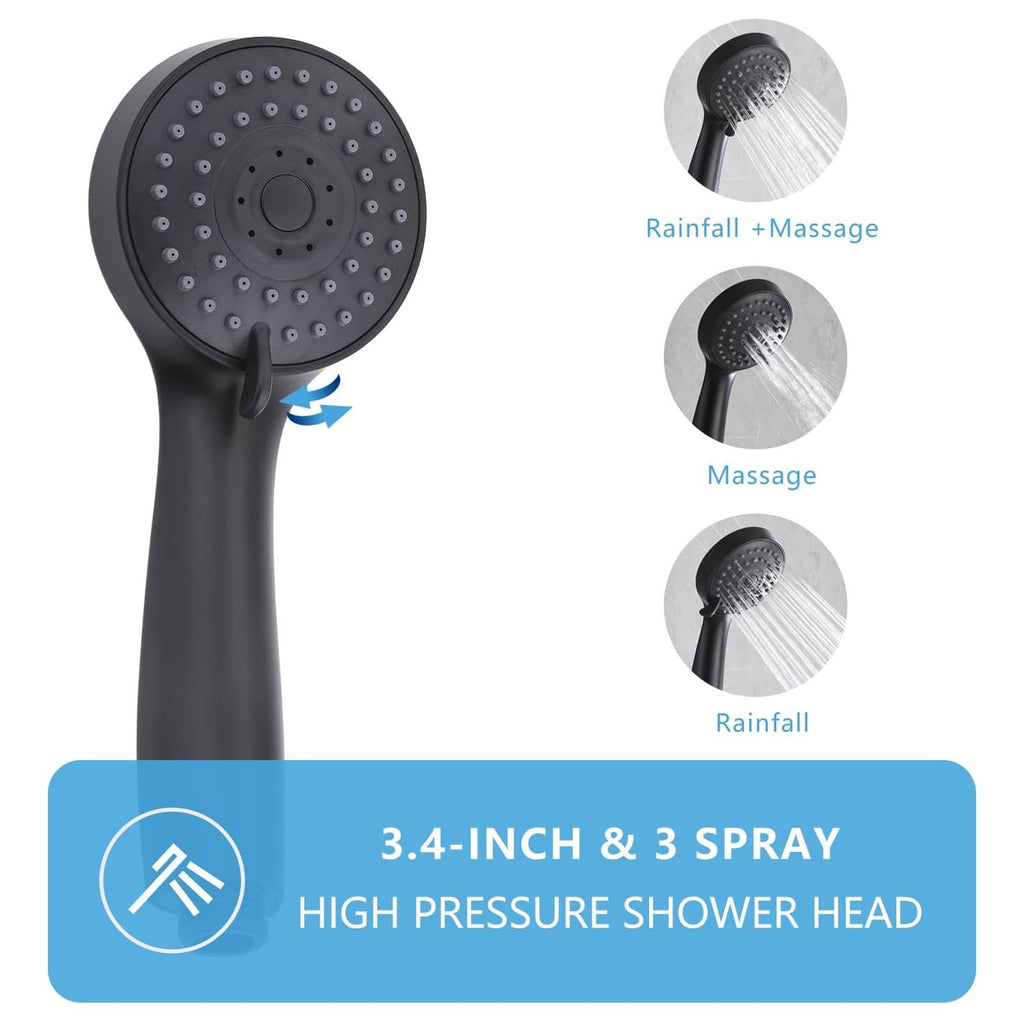 Diceevil Matte Black Bathtub Faucet with Hand Shower Sprayer, Single Handle Shower Mixer Tap with 1.5m Hose, Center Bathroom Tub Faucet, Bathtub Mixer Tap with Shower Head 3 Functions, Bath Fittings Set