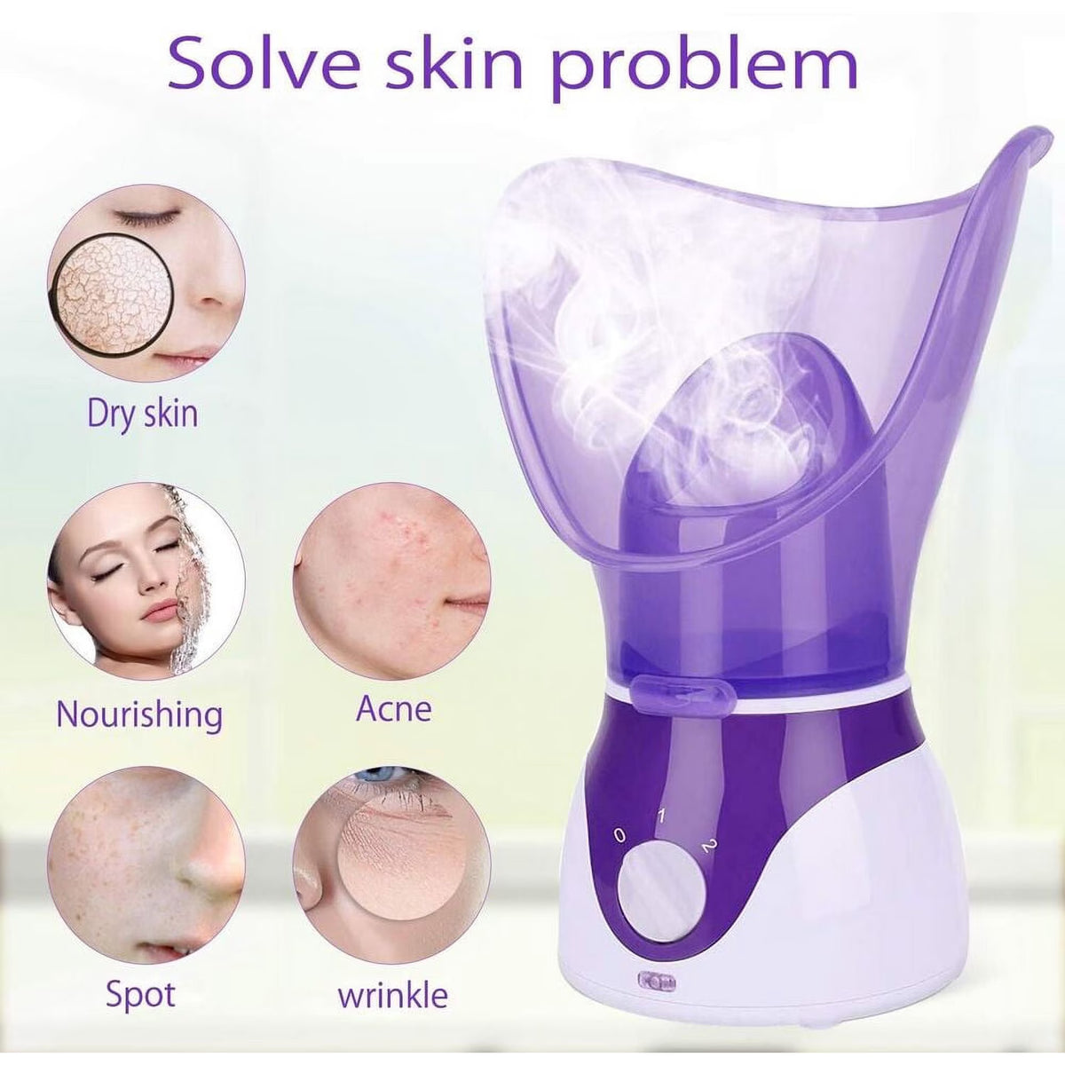 Hinzonek Facial Steamer, Face Humidifier, Spa Pores Steam Skin Clean Sauna Beauty, Face Mist Thermal Beauty Instrument, Nano Ionic Moisturizing Facial Skin Care Tool for Unclogs Pores, Hydrating