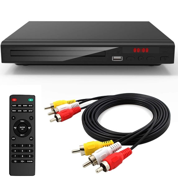 FAMKIT DVD Players for Smart TV, Simple DVD Player for Elderly, DVD Players CD Player with USB Input AV Cable for Home Stereo System, Black