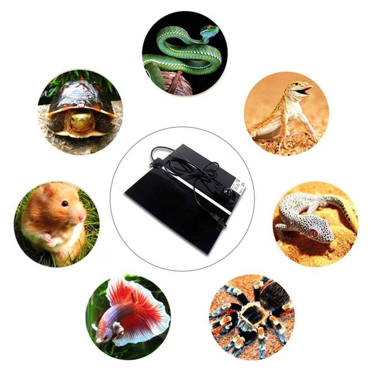 FAMKIT Reptile Heating Pad, 20W Pet Reptile Heating Pad Warmer with Temperature Control, Power Adjustment Under Tank Terrarium Heater Heat Mat for Reptiles Turtle, Tortoise, Snakes, Lizard, Gecko, 2 Pack