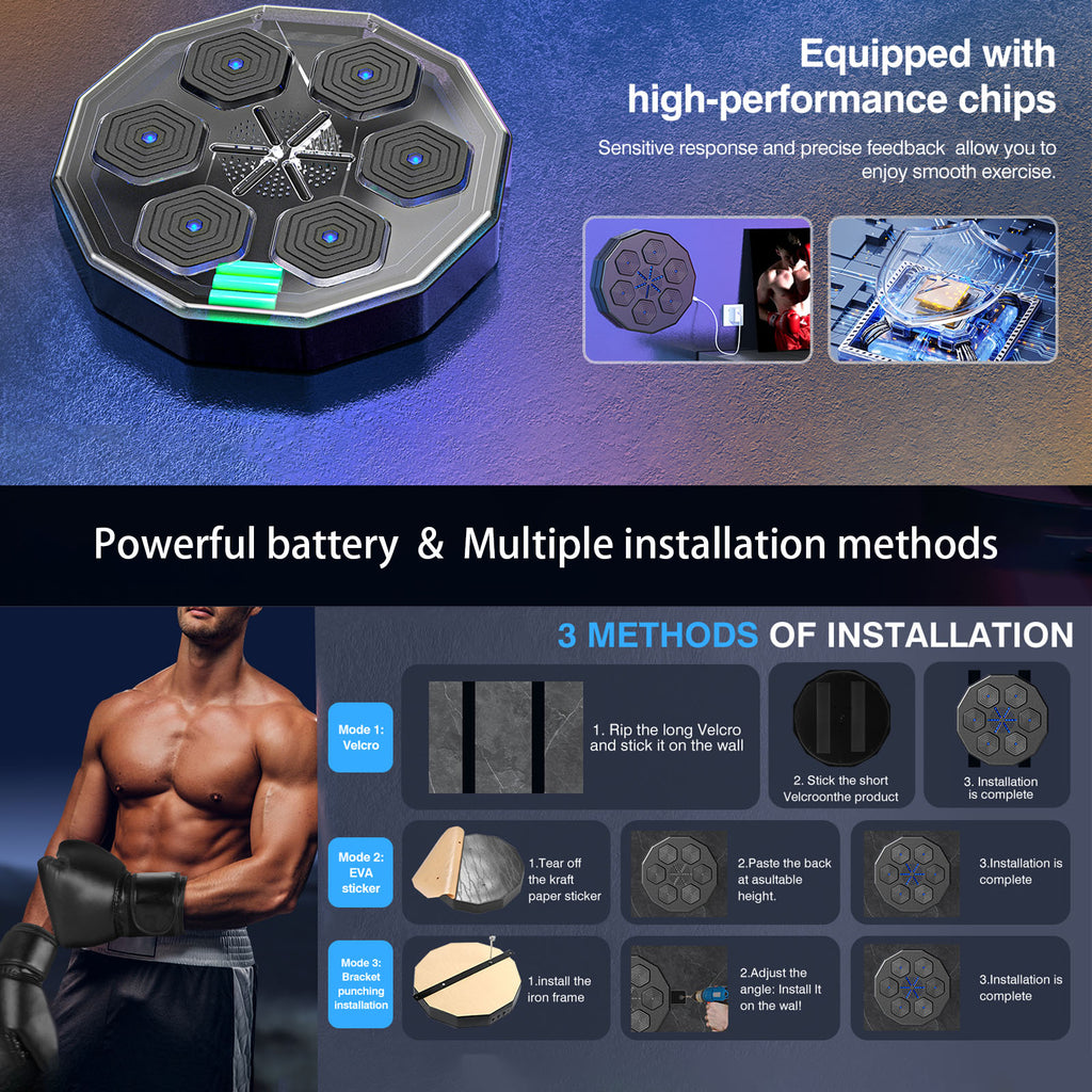FAMKIT Music Boxing Machine, Smart Bluetooth Music Boxing Training Equipment, Wall-Mounted Boxing Exercise Equipment, Music Boxing Target Workout Punching Machine for Kids and Adults