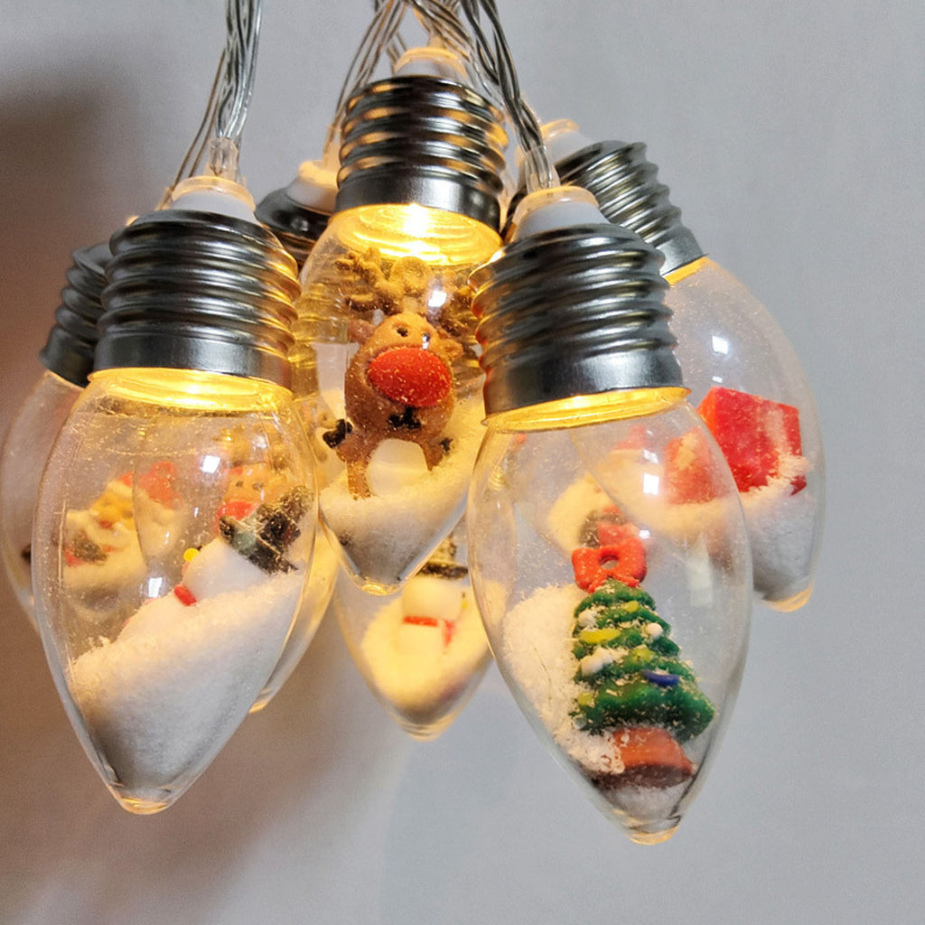 Diceevil Christmas Snow Globe String Lights Indoor Decorations, 10 LED Clear Bulbs Christmas Tree String Lights with Dolls, Christmas Lights for Home Patio Fireplace Bedroom Party Christmas Decor, 6.6ft
