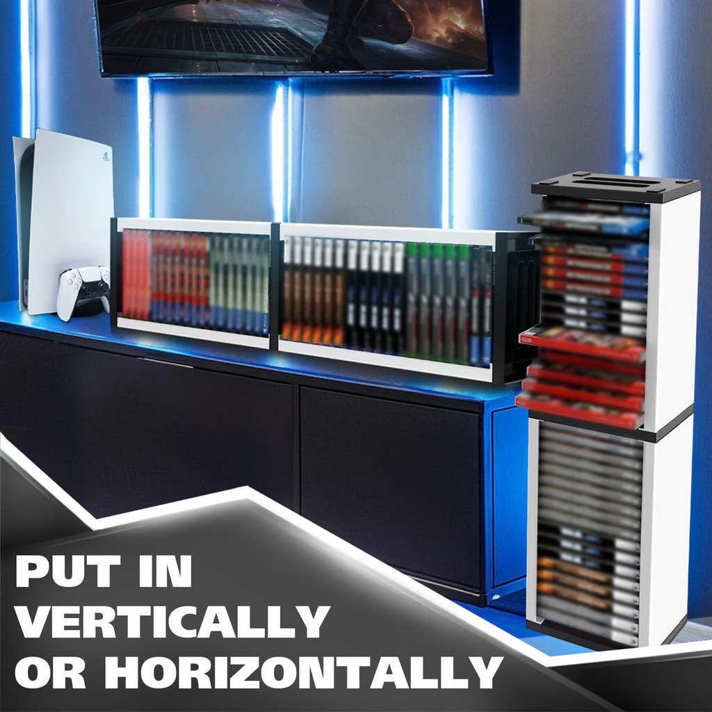 Leyeet Video Game Storage Tower, Vertical Game Disc Holder, Game Holder Organizer Stand with 36 CD Case Storage for Organizing & Displaying, Universal for PS5/PS4/XBOX One/Series/NS Game