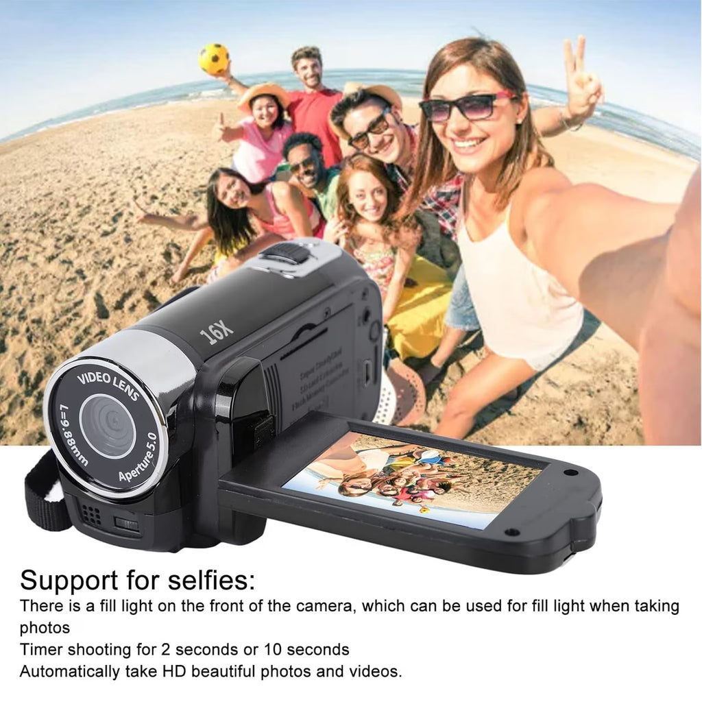 FAMKIT Portable Full HD 1080P High Definition Digital Video Camera, DV Camcorder Camera Recorder with Mic & Speaker, 16MP 2.7 Inch Colourful LCD Display Screen 16X Digital Zoom Digital Camera