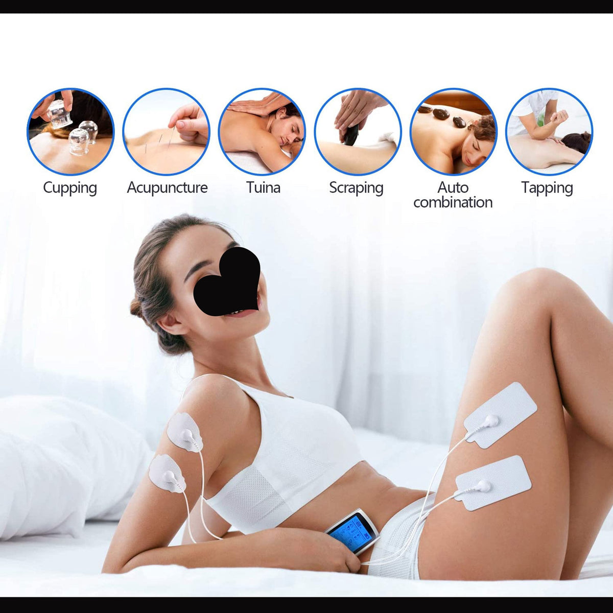 OhhGo TENS Unit Electronic Pulse Massager for Electrotherapy Pain Therapy Muscle Stimulator Massager, 8 Modes and 4 Pads, Electric Massager for Shoulder Neck Back Waist Legs Feet