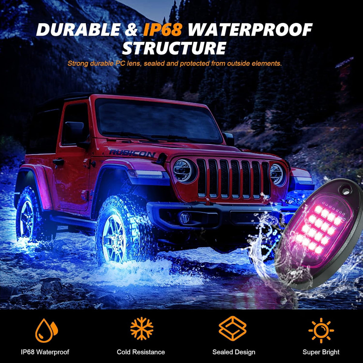 OhhGo 10 Pods RGB LED Rock Lights, TSV RGB LED Neon Lights Kit with APP Control Music Mode 160 LEDs, Waterproof Multilcolor Underglow Lights for Off-Road Trucks Cars ATV SUV RZR