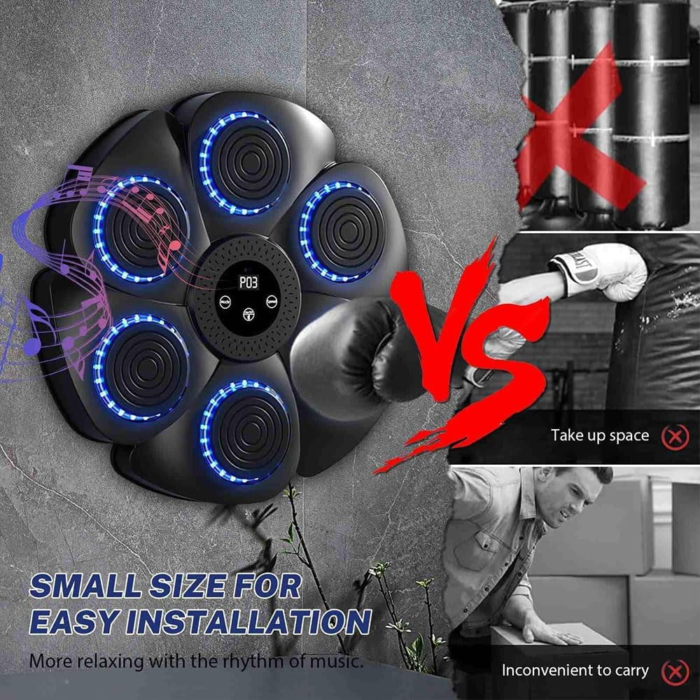 OhhGo Music Boxing Machine, Upgrade Smart Bluetooth Boxing Trainer with Gloves, Wall Mount Interactive Punching Music Boxing Trainer, Boxing Target Workout Equipment for Home, Office, Gym