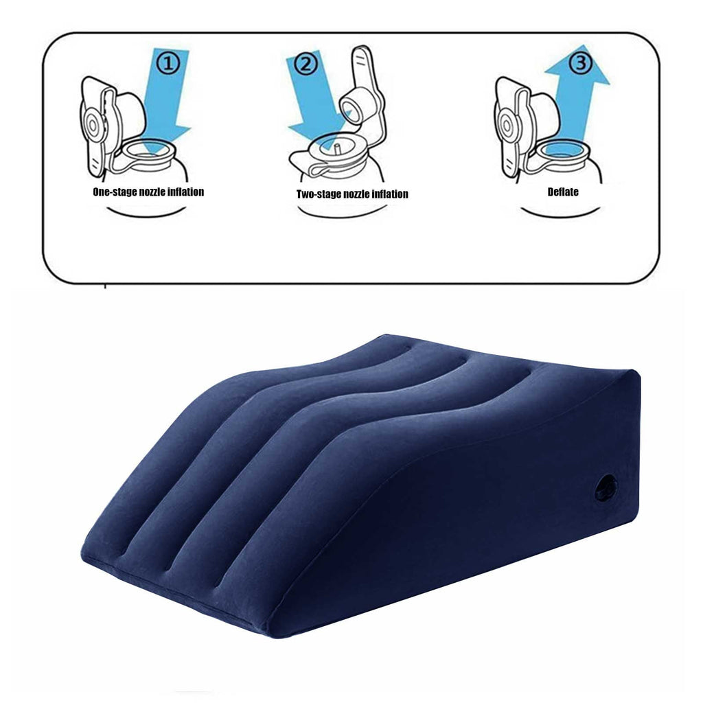 OhhGo Leg Elevation Pillows Inflatable Portable Lumbar Support Pillow, Office Chair Back Cushion for Sleeping, Legs Reduce Swelling, Blood Improve Circulation, Blue