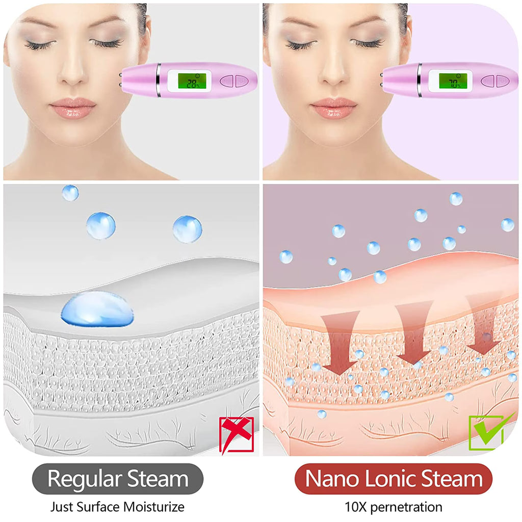 Hinzonek Facial Steamer, Face Humidifier, Spa Pores Steam Skin Clean Sauna Beauty, Face Mist Thermal Beauty Instrument, Nano Ionic Moisturizing Facial Skin Care Tool for Unclogs Pores, Hydrating