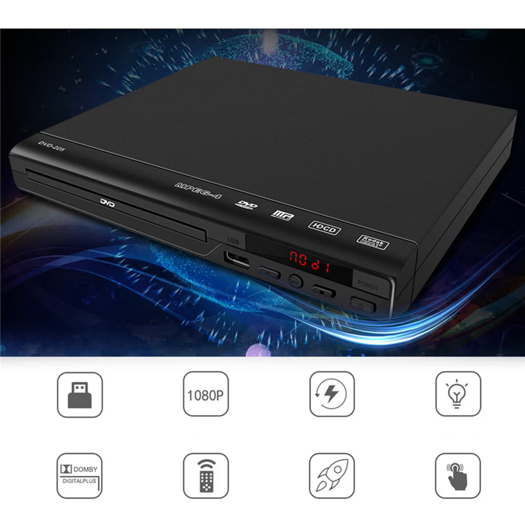 Hinzonek HD DVD Player for TV, CD Players for Home with HD/AV/Coaxial Output &USB Input, TV Support 1080P,AV Cable and Full Function Remote Control Included