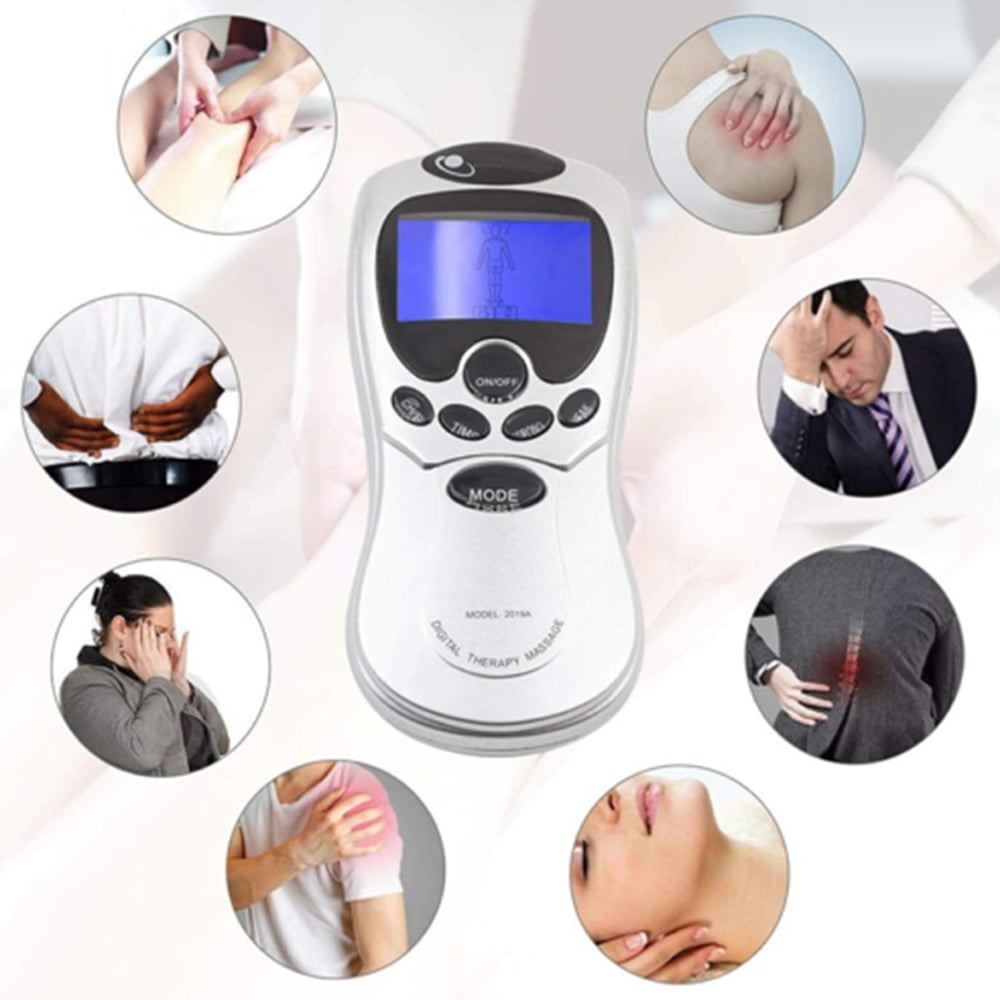 OhhGo TENS Unit Electronic Pulse Massager for Electrotherapy Pain Therapy Muscle Stimulator Massager, 8 Modes and 4 Pads, Electric Massager for Shoulder Neck Back Waist Legs Feet
