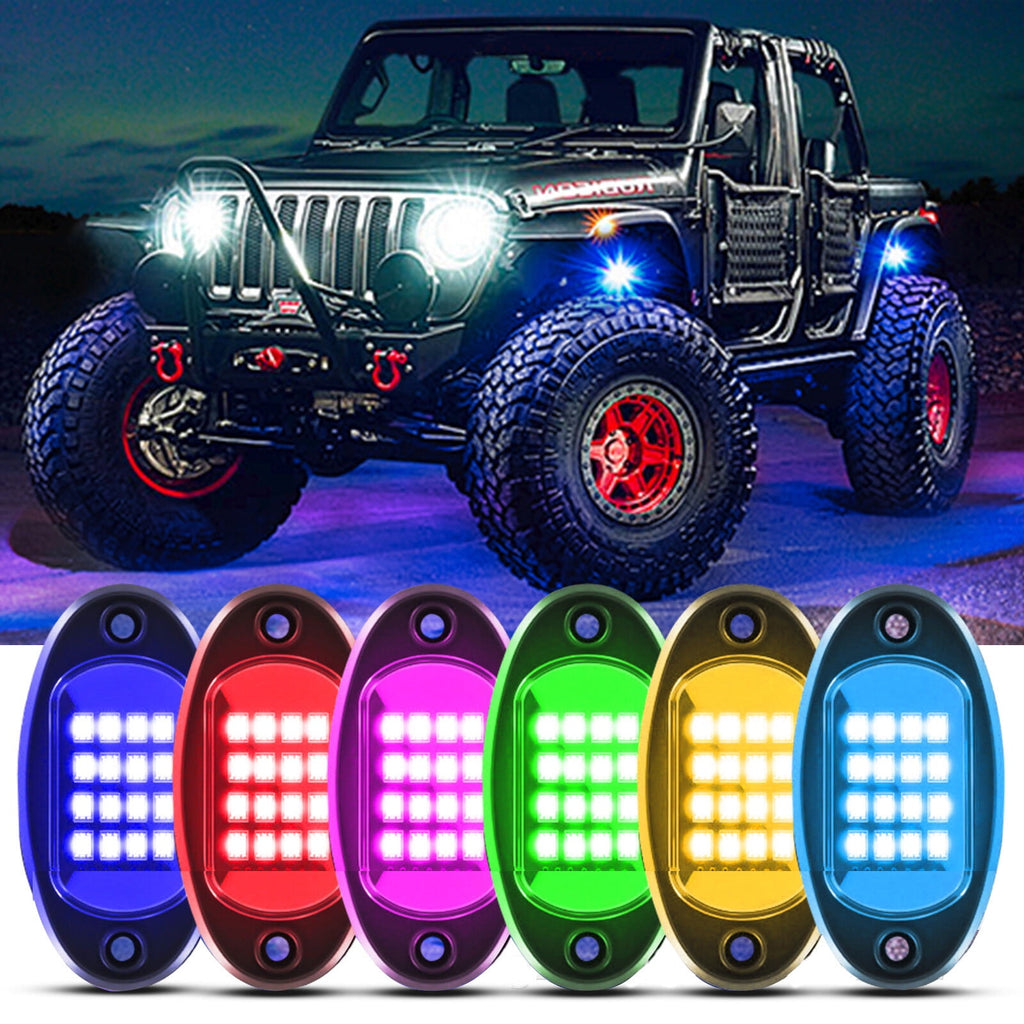 OhhGo 10 Pods RGB LED Rock Lights, TSV RGB LED Neon Lights Kit with APP Control Music Mode 160 LEDs, Waterproof Multilcolor Underglow Lights for Off-Road Trucks Cars ATV SUV RZR