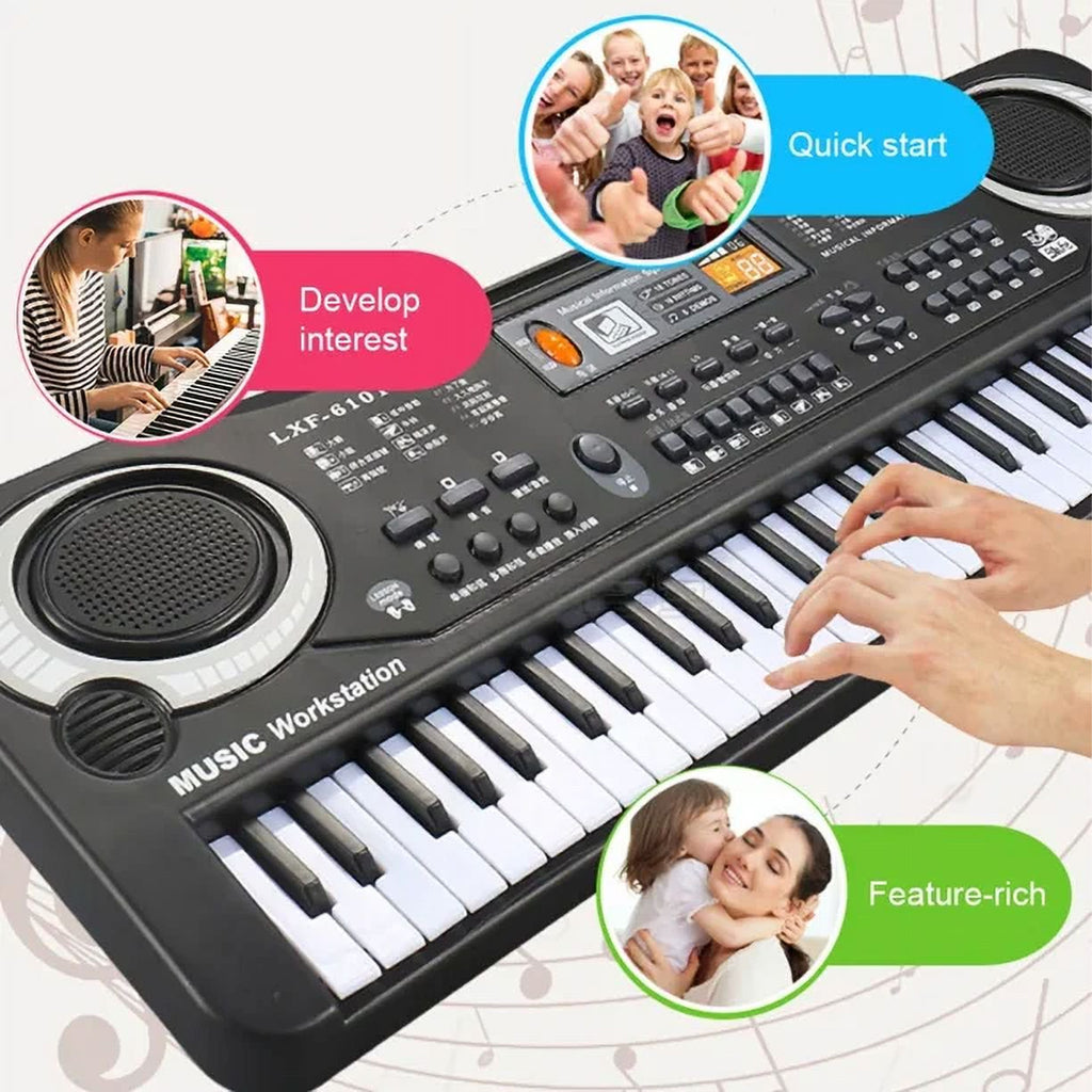 Haokaini Electronic Piano Keyboard for Kids, 61 Keys Beginner Electric Piano with Microphone, Digital Music Piano, Portable Electronic Keyboard Piano, Musical Instrument Piano Toys for Girls Boys Gift