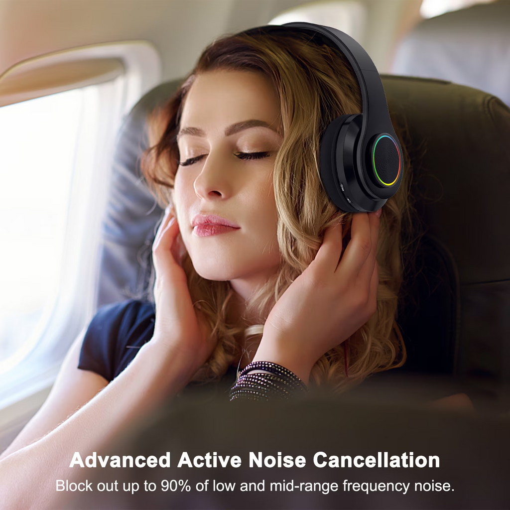 Leyeet Bluetooth Over-Ear Headphones, Noise Canceling Wireless Headphones with Inside Microphone, Adjustable Lightweight Headset Easy Carry & Soft Earpads, Foldable Headset for Travel Office B39
