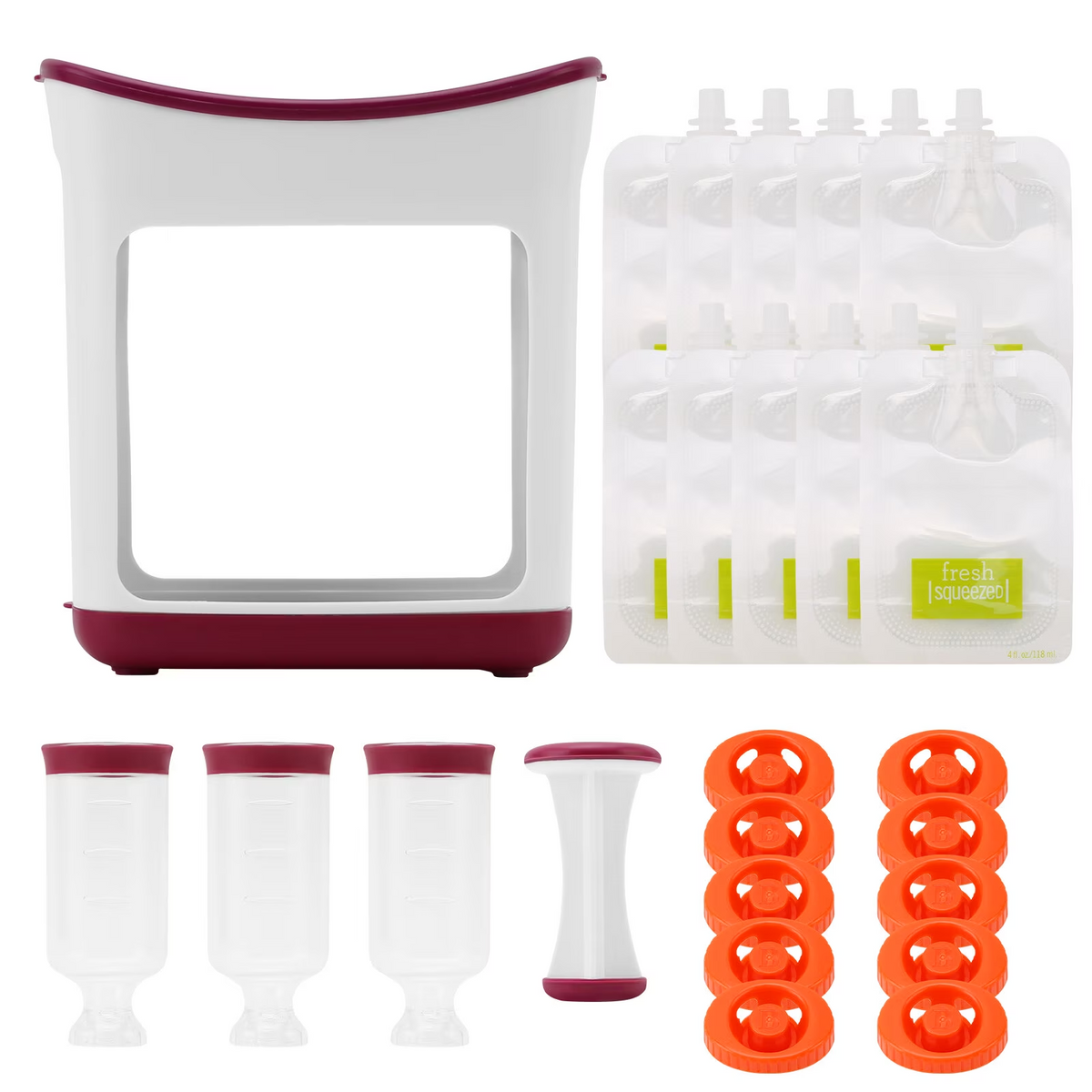 Leyeet Baby Food Squeeze Station, Fill 3 Reusable Pouches at once, BPA-Free Homemade Puree Maker with 10 Storage Bags, Homemade Baby Food Prep Essential, Baby Food Maker for Kids