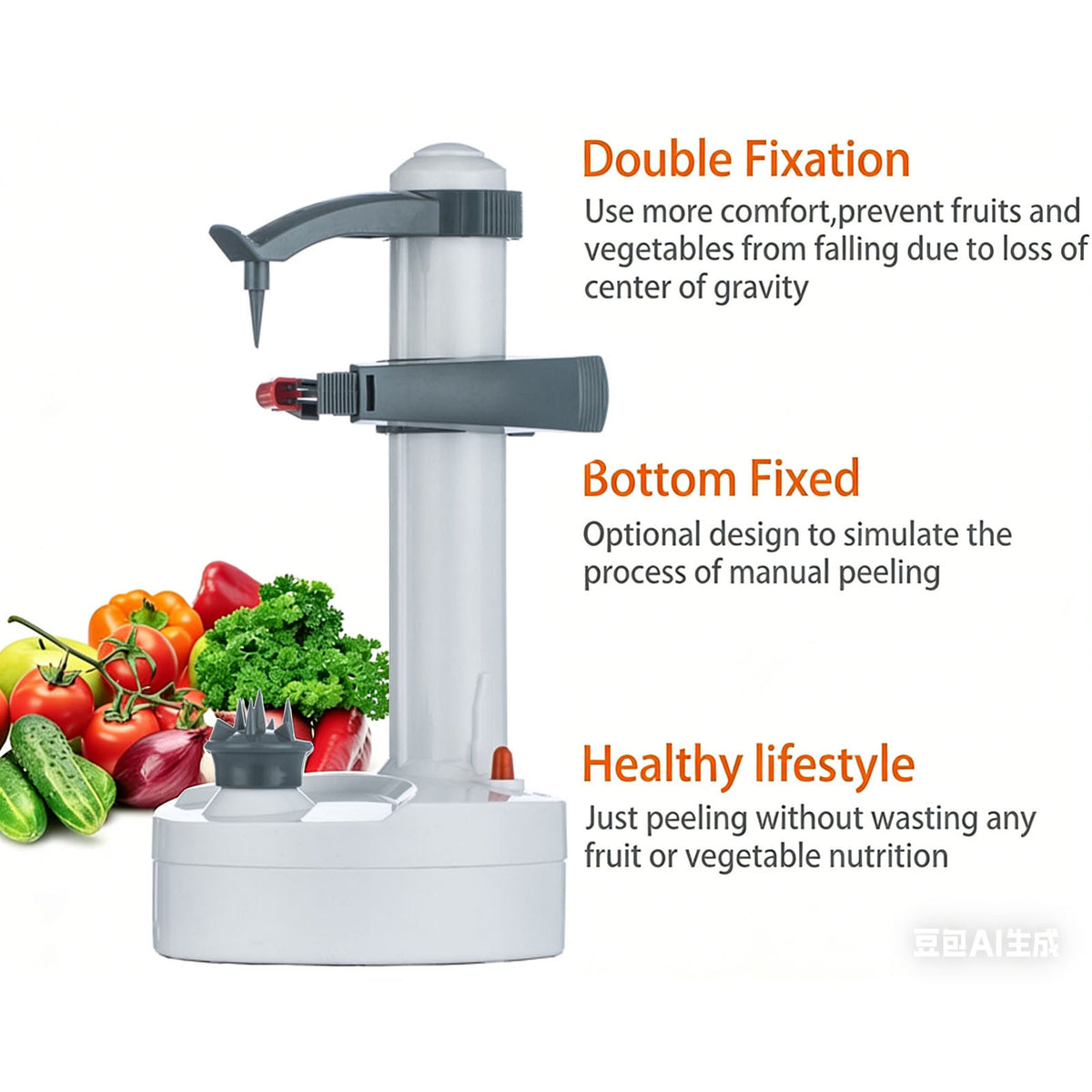 FAMKIT Electric Potato Peeler, Automatic Rotating Apple Peeler Potato Peeling Machine with 10 Replacement Blades, Multifunction Fruit & Vegetable Cutter, Electric Apple Pear Skin Peeling Machine, White