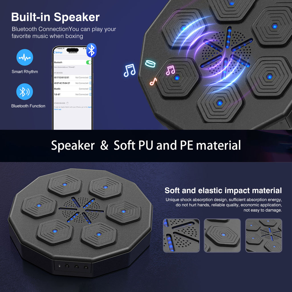 FAMKIT Music Boxing Machine, Smart Bluetooth Music Boxing Training Equipment, Wall-Mounted Boxing Exercise Equipment, Music Boxing Target Workout Punching Machine for Kids and Adults