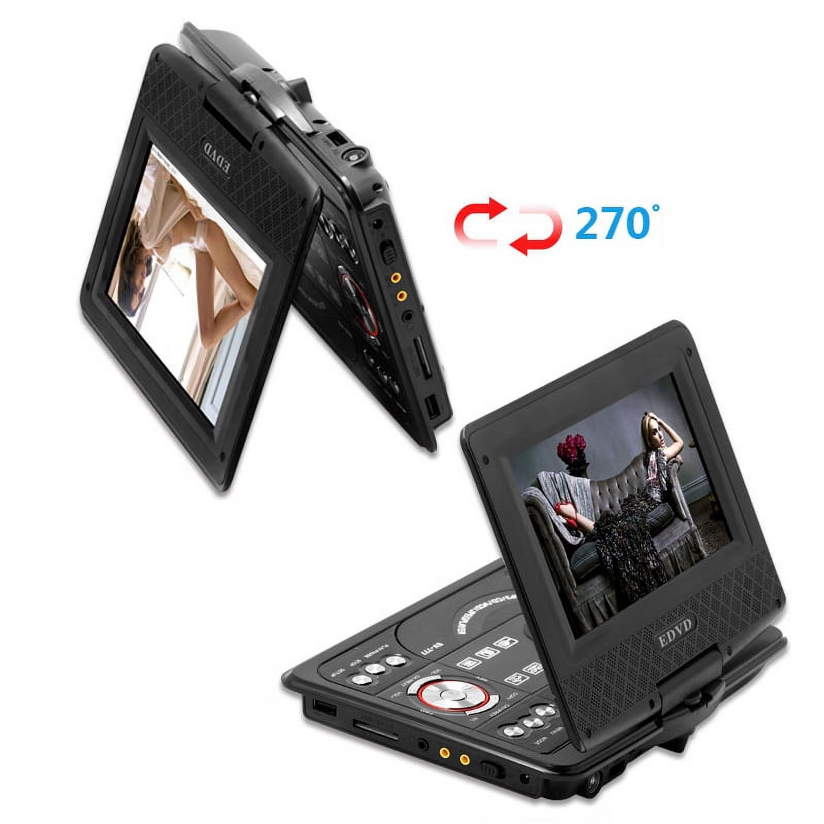 Leyeet 7.8" Portable DVD Player with 6.8" Swivel Screen, Car DVD Player with High Volume Speakers, with Gaming Capabilities, Remote Control, Support Sync TV, 2650x1440 Resolution