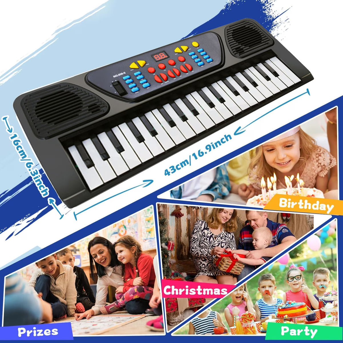 FAMKIT 37 Keys Piano Keyboard for Kids, Kids Digital Music Electronic Keyboard Piano Toy with Microphone, Electric Beginner Keyboard Piano Musical Toys for Girls Boys Christmas Birthday Gifts