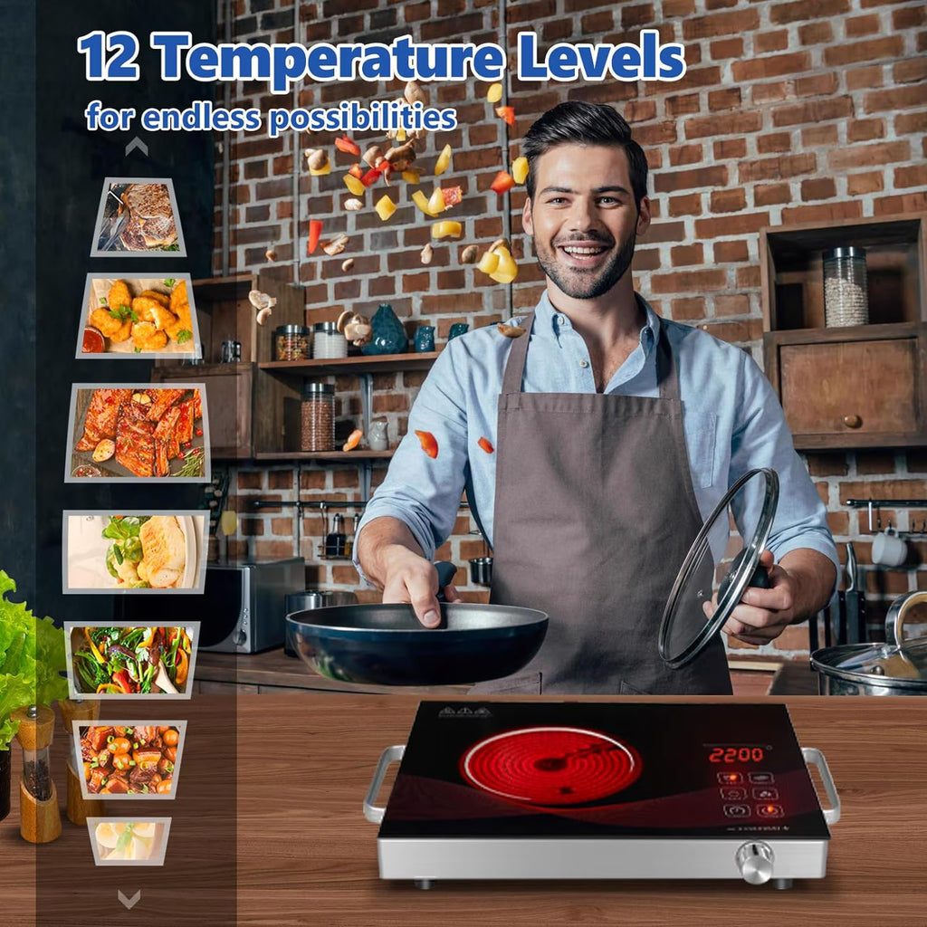 Hinzonek 3500W Hot Plate Electric Ceramic Stove Infrared Induction Cooker Home Cooktop Cooking Furnace US 110V
