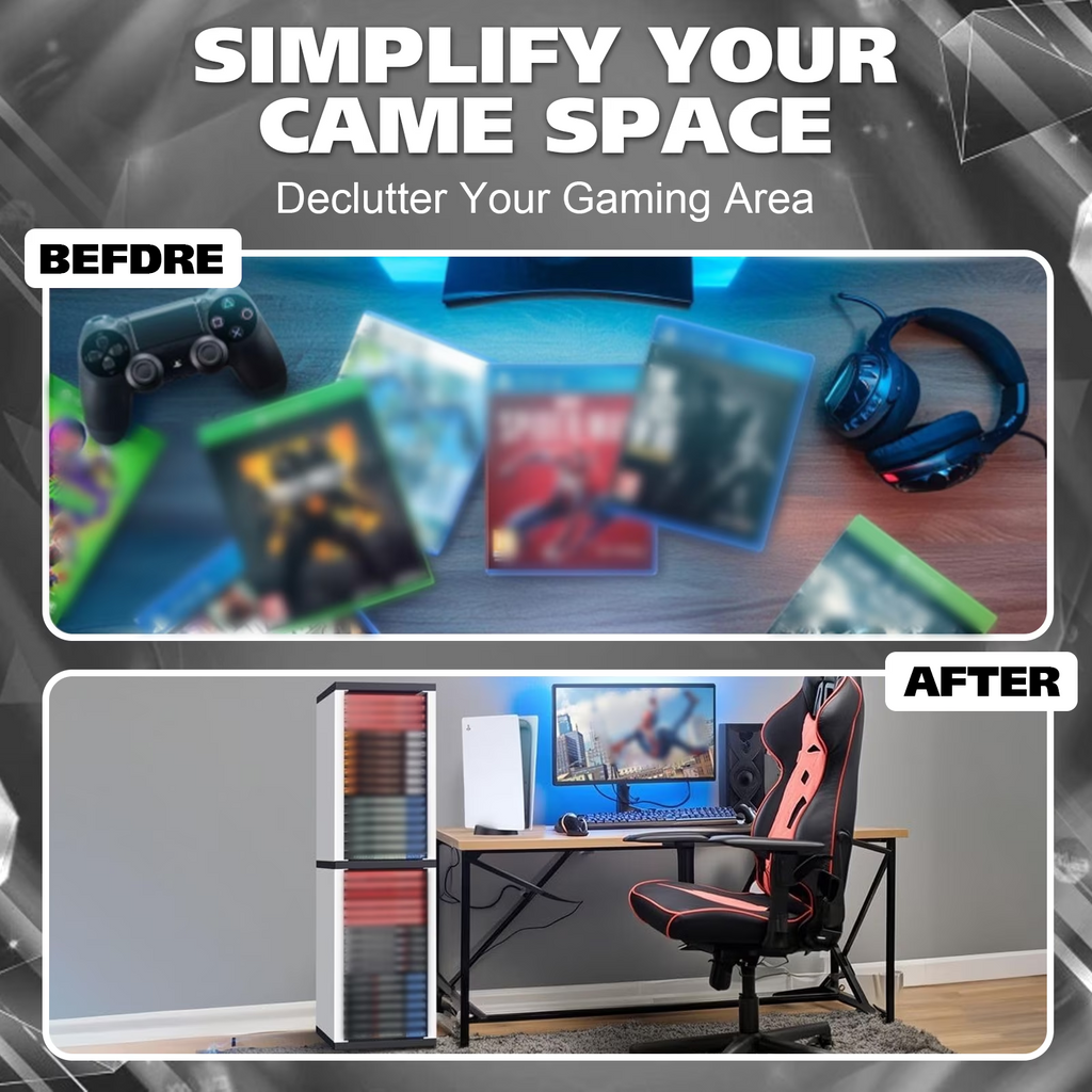 Leyeet Video Game Storage Tower, Vertical Game Disc Holder, Game Holder Organizer Stand with 36 CD Case Storage for Organizing & Displaying, Universal for PS5/PS4/XBOX One/Series/NS Game