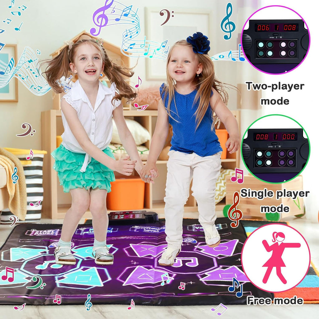 Haokaini Dance Mat, 2-Player Wireless Dancing Challenge Playmat Toy, Electronic Music Dance Pad with Music Light, for Christmas Birthday Gift Boys Girls Kids Adults