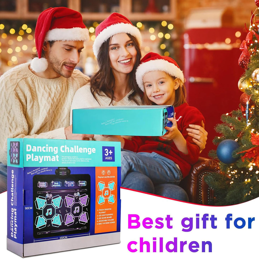 Haokaini Dance Mat, 2-Player Wireless Dancing Challenge Playmat Toy, Electronic Music Dance Pad with Music Light, for Christmas Birthday Gift Boys Girls Kids Adults