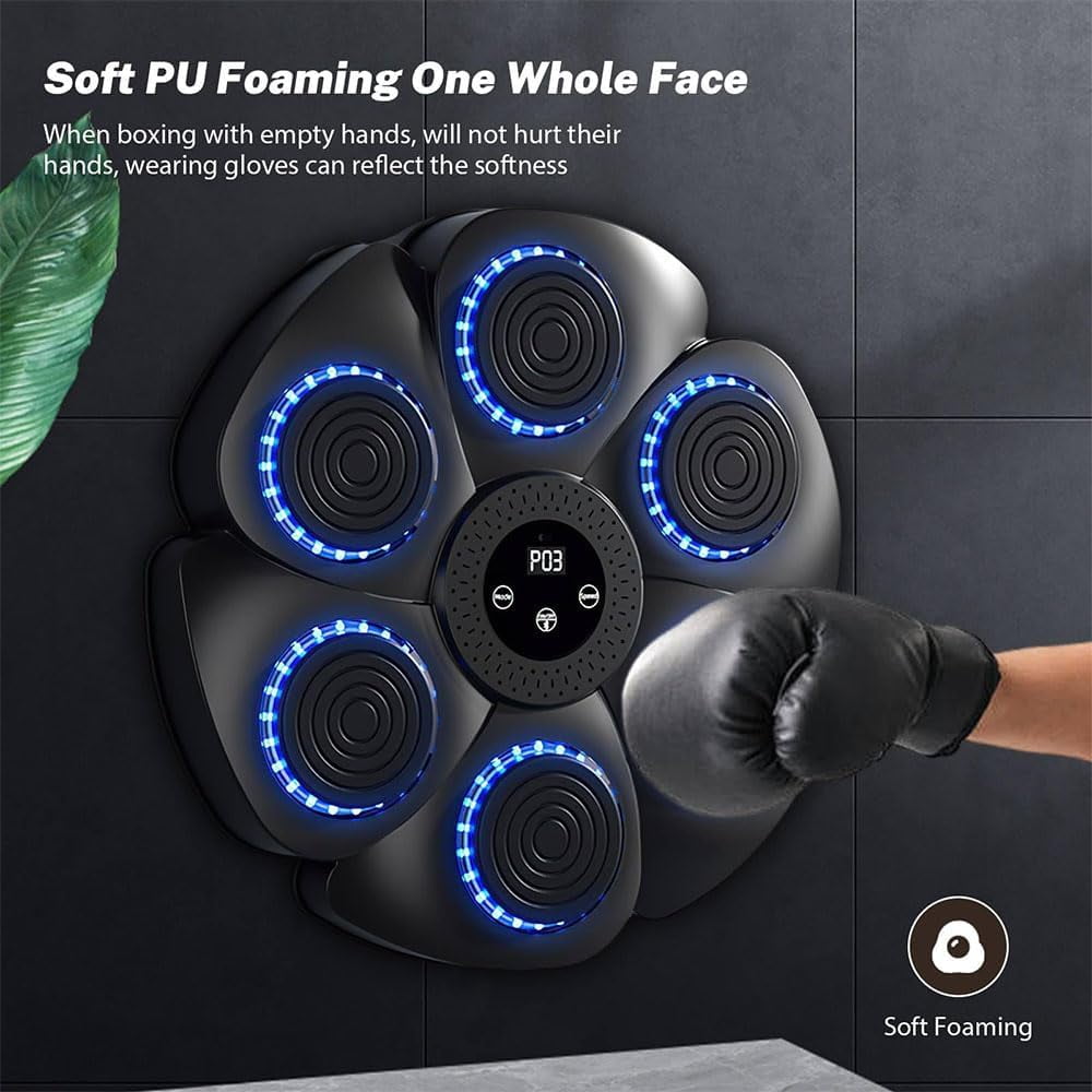 OhhGo Music Boxing Machine, Upgrade Smart Bluetooth Boxing Trainer with Gloves, Wall Mount Interactive Punching Music Boxing Trainer, Boxing Target Workout Equipment for Home, Office, Gym