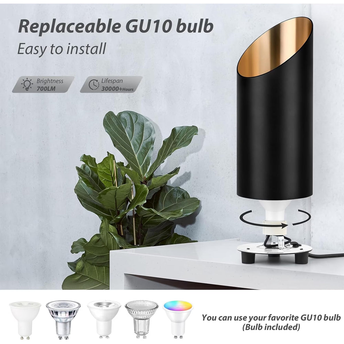 Haokaini 2 Pack Indoor Uplights, LED Spot Lights for Plant & Artwork, Black Floor Can Light Uplighting with Foot Switch, Spotlight Accent Lighting Up Lights Corner Lamp for Home Living Room Picture