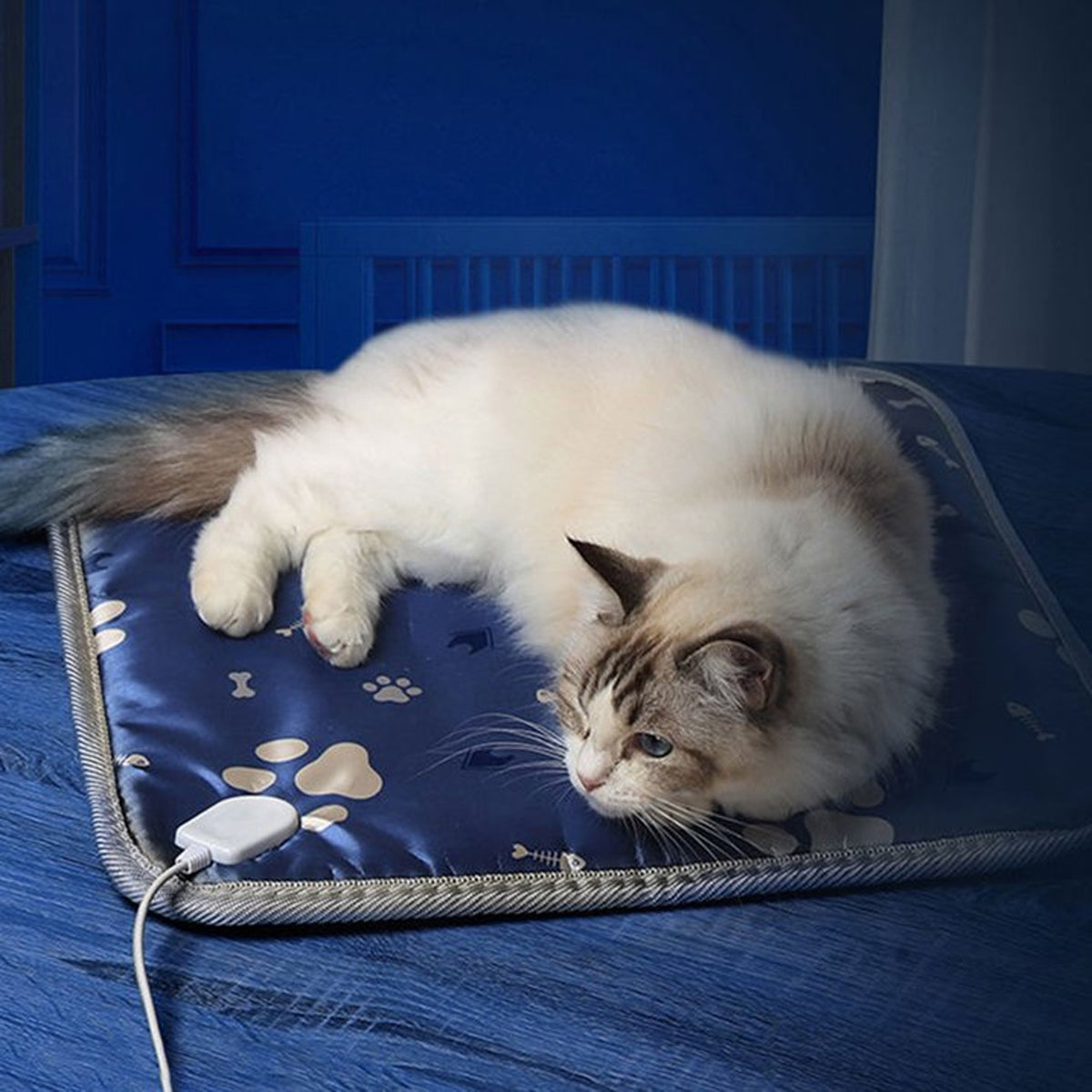 Haokaini Pet Heating Pad, Heated Cat Dog Bed Mat, Waterproof Adjustable Temperature Timed Heated Puppy Bed Pads with Chew Resistant Cord, Reusable Kitty Mats for Dogs Cats Small Animals