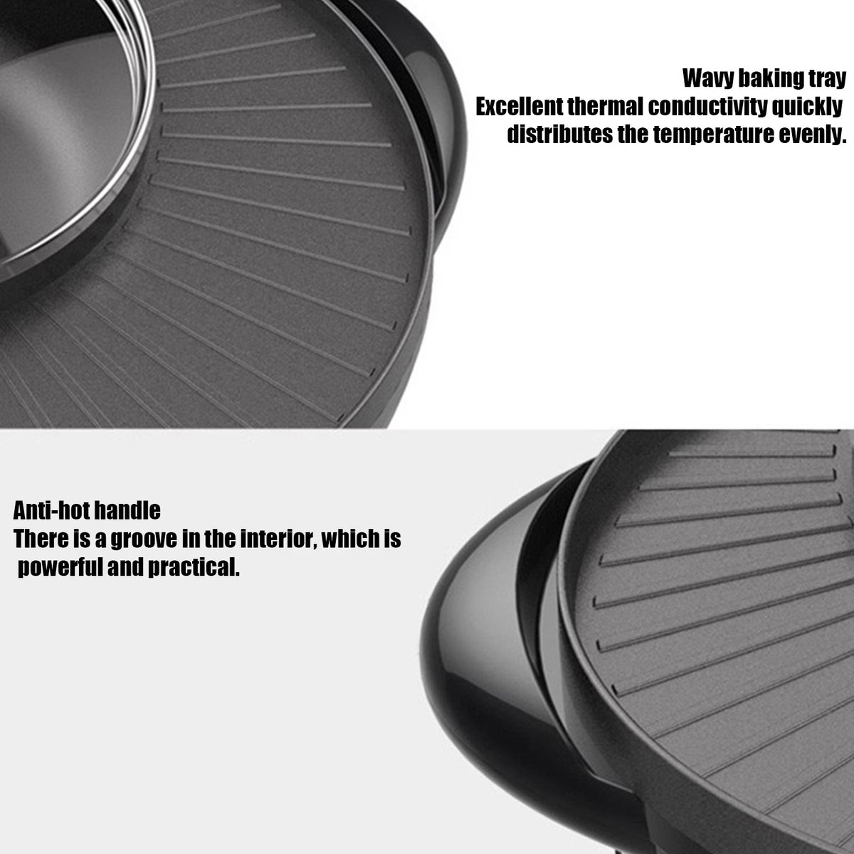 FAMKIT Electric Hot Pot and Grill Combo, 110V Hot Pot with Grill 2 in 1, Multifunctional Smokeless Korean Barbecue Grill, Capacity for 3-5 People, Suitable for Korean BBQ, Shabu and Soup