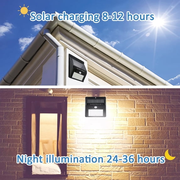 OhhGo 6 Pack 30 LED Solar Motion Sensor Lights, Wireless Outdoor Wall Lights, Waterproof Security Wall Mount Light for Holiday Decors Yard Garden, Black