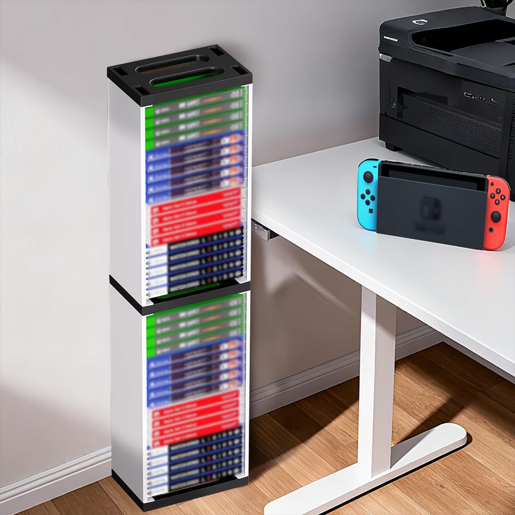 Leyeet Video Game Storage Tower, Vertical Game Disc Holder, Game Holder Organizer Stand with 36 CD Case Storage for Organizing & Displaying, Universal for PS5/PS4/XBOX One/Series/NS Game