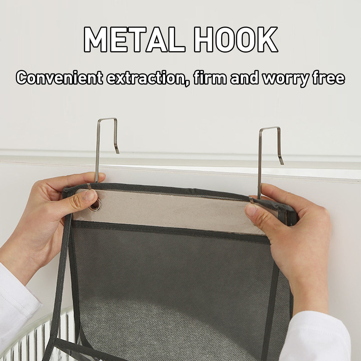 OhhGo Over The Door Hanging Pantry Organizer 4-Shelf Behind The Door Storage Organizer with Clear Plastic Pockets Large Capacity for Closet Bedroom Bathroom (Grey)