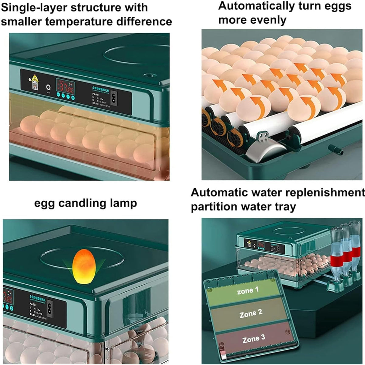 Diceevil 30 Egg Incubator with Automatic Egg Turning and Humidity Temperature Control, Egg Candler Incubators for Hatching Chickens, Ducks, Geese, Quails, and Birds