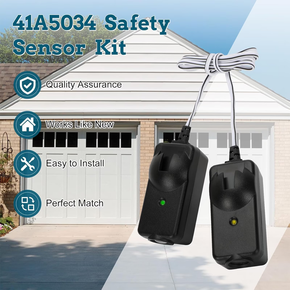 Leyeet 41A5034 Garage Door Sensors, Infrared Safety Sensor Replacement Parts for Liftmaster Chamberlain Craftsman Garage Door Opener