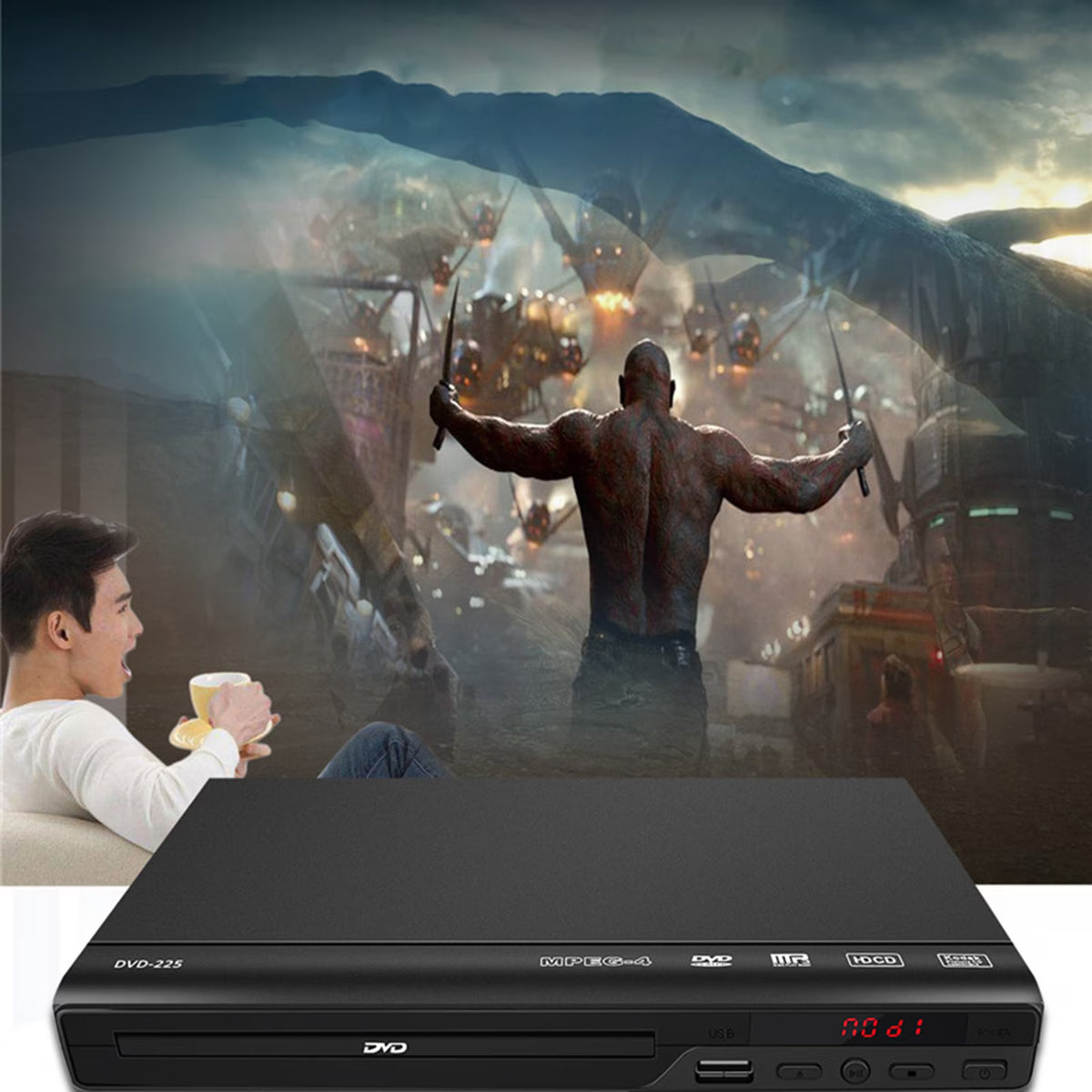 Hinzonek HD DVD Player for TV, CD Players for Home with HD/AV/Coaxial Output &USB Input, TV Support 1080P,AV Cable and Full Function Remote Control Included