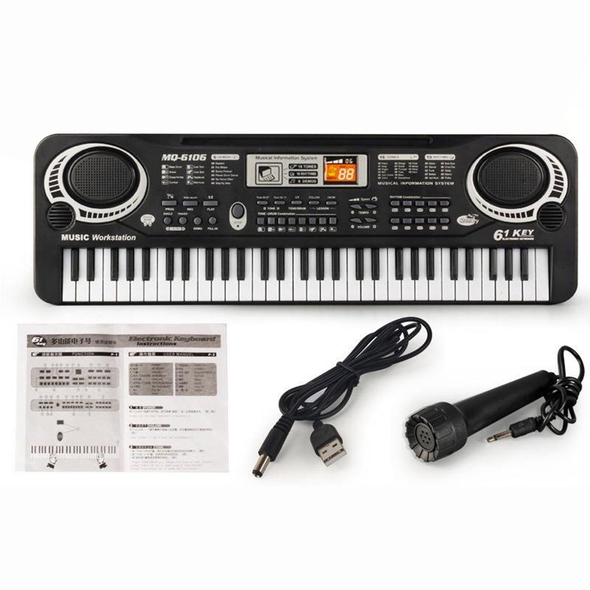 Haokaini Electronic Piano Keyboard for Kids, 61 Keys Beginner Electric Piano with Microphone, Digital Music Piano, Portable Electronic Keyboard Piano, Musical Instrument Piano Toys for Girls Boys Gift