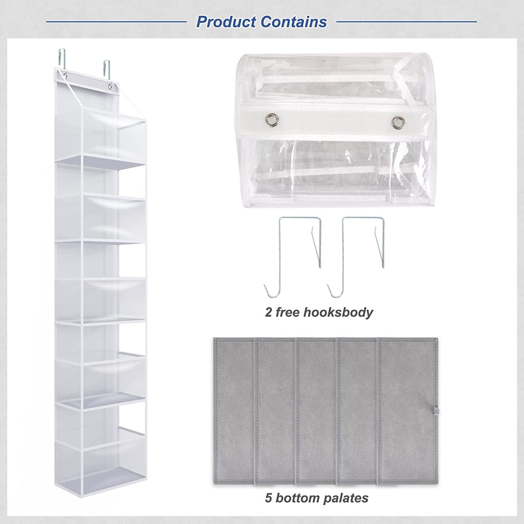 OhhGo Over the Door Organizer, 6-Shelf Closet Hanging Pantry Storage with Clear Plastic Pockets, Behind the Door Storage for Baby Nursery, Bathroom, Bedroom, and Dorm, White