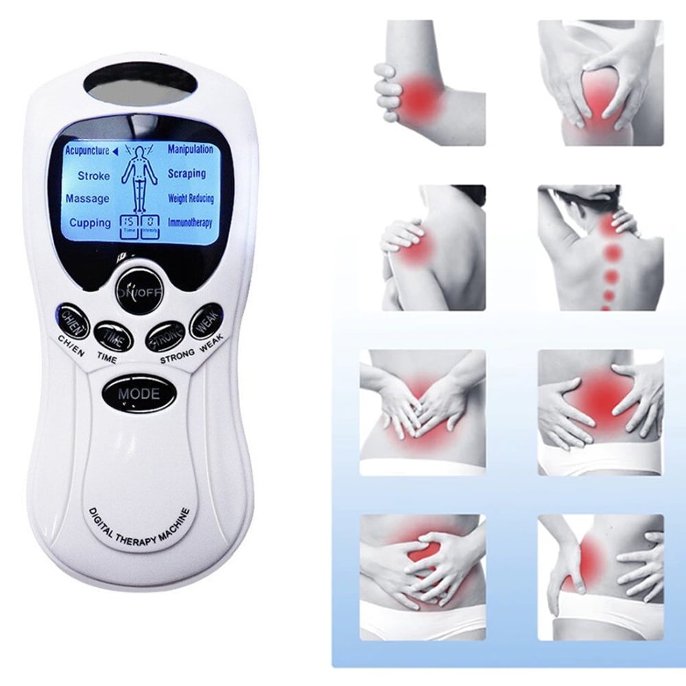 OhhGo TENS Unit Electronic Pulse Massager for Electrotherapy Pain Therapy Muscle Stimulator Massager, 8 Modes and 4 Pads, Electric Massager for Shoulder Neck Back Waist Legs Feet