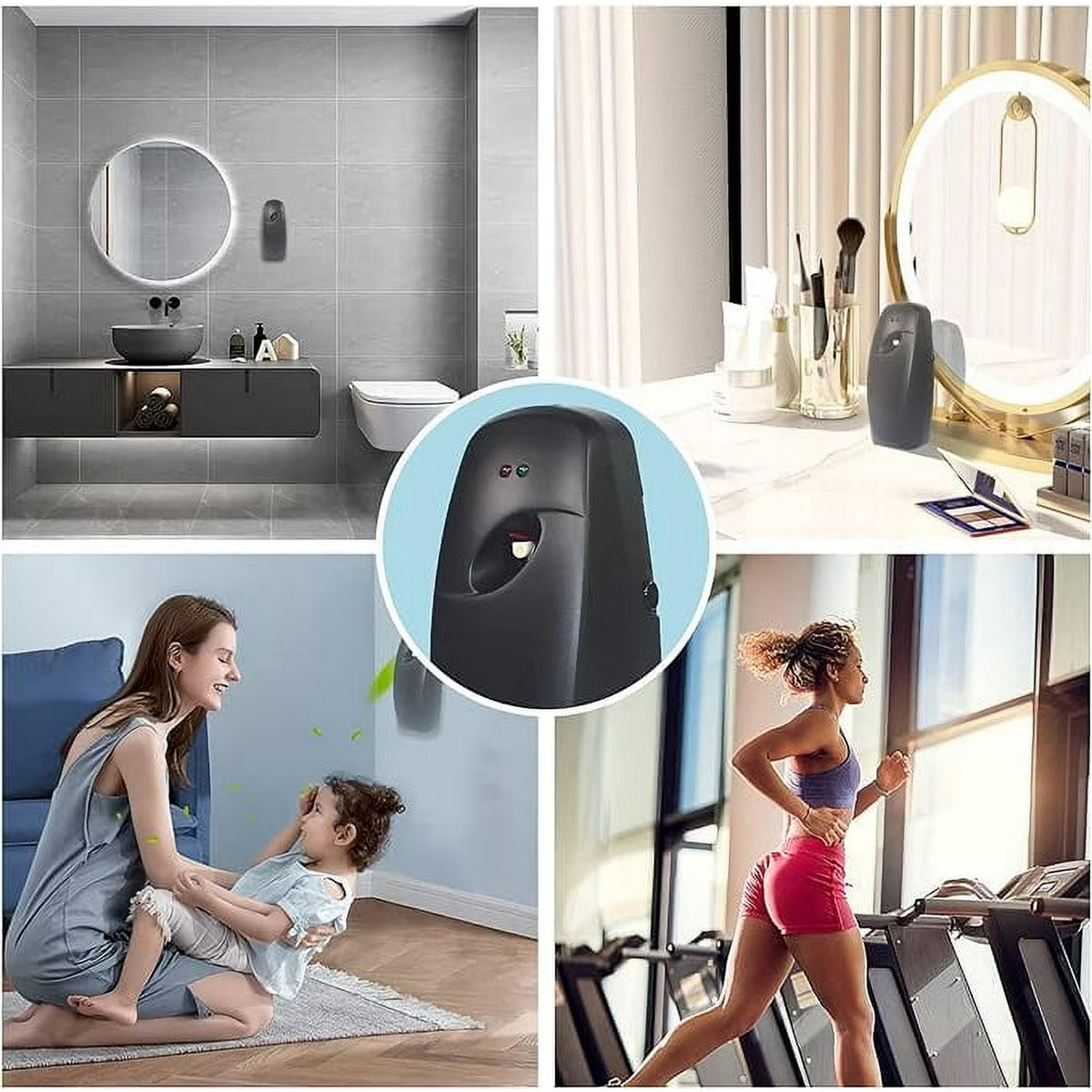 Diceevil 2 Pack Automatic Fragrance Dispenser - Wall Mount/Free Standing Air Freshener Dispenser, Adjustable Aromatherapy Machines Aerosol Spray Dispenser for Home Indoor Bathroom, Hotel, Office, Black